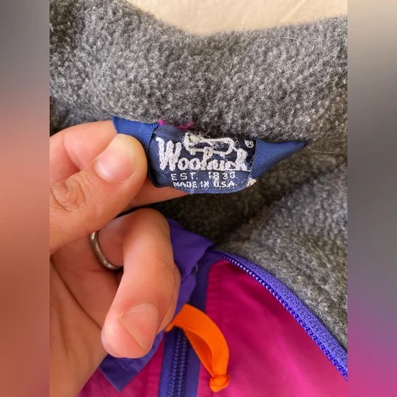 Woolrich Vintage Gray and Pink Fleece Pullover Ski Snow Gear Outdoor Medium - Picture 6 of 9